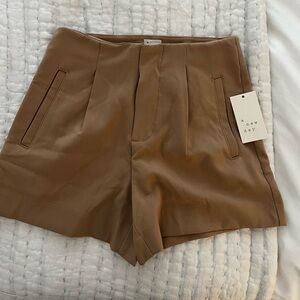 a new day Brown High-Rise Pleated Tailored Shorts